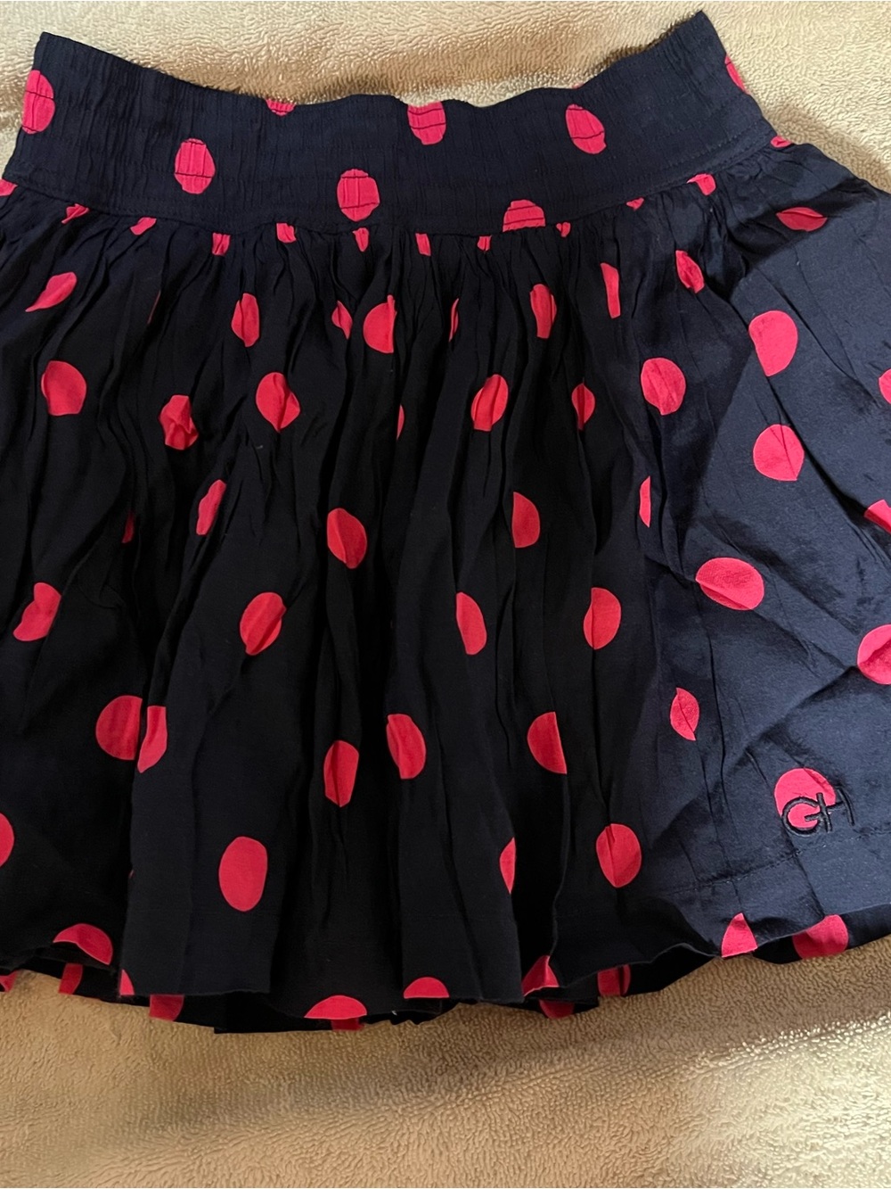 Gilly Hicks Black Mini Skirt with Hot Pink Polka Dots